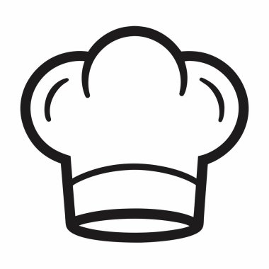 Şef şapkası, şapka simgesi, çizgi stili.