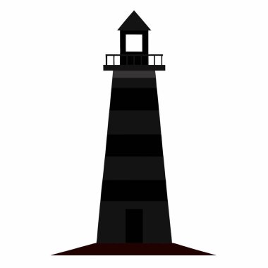 Deniz feneri ikonu. Web için deniz feneri vektör simgesinin siyah illüstrasyonu