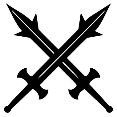 Siyah çizgili iki çapraz kılıç.
