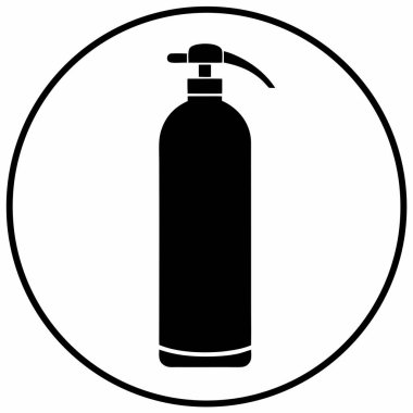 Daire şeklinde siyah bir yangın söndürücü.