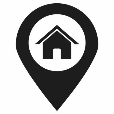 Üzerinde ev simgesi olan bir harita işareti