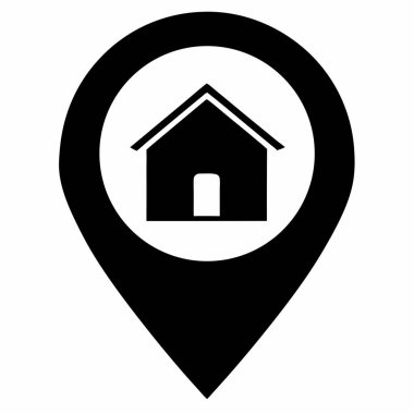 bir ev simgesi ile siyah ve beyaz harita işaretleyici