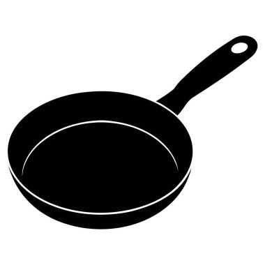 Kızartma tavasının siyah beyaz silueti.