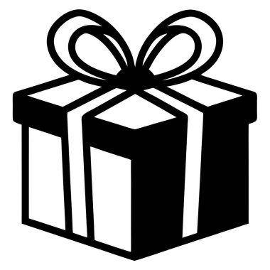 Siyah beyaz hediye kutusu ve bir fiyonk.