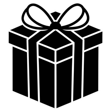 Siyah beyaz hediye kutusu ve bir fiyonk.