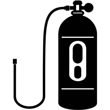 Hortumlu siyah beyaz bir yangın söndürücü.