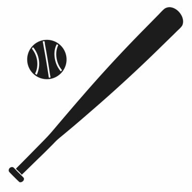 Beyaz arka planda bir beyzbol sopası ve top.