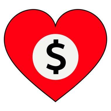 Üzerinde dolar işareti olan bir kalp.