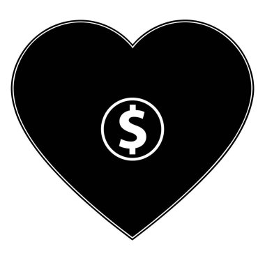 İçinde dolar işareti olan bir kalp.