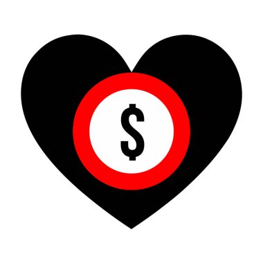 İçinde bir dolar işareti olan bir kalp.