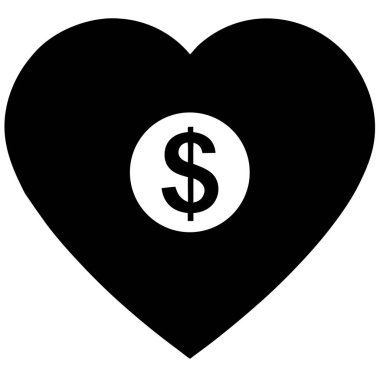 İçinde dolar işareti olan bir kalp.