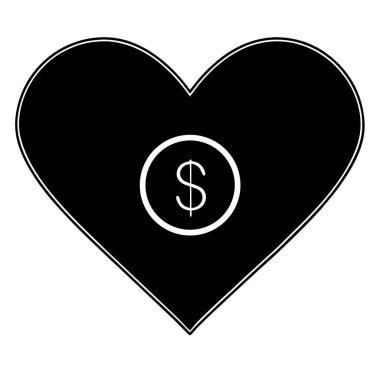 İçinde dolar işareti olan bir kalp.
