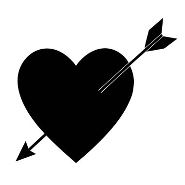 Ortasında ok olan bir kalp.
