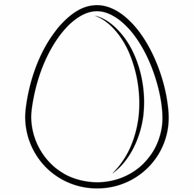 Siyah beyaz bir yumurta çizimi.