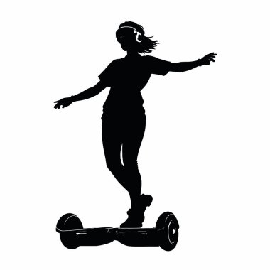 Beyaz bir yüzeyde kaykay süren bir kadın.