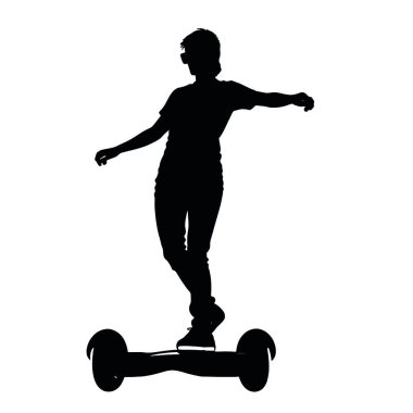 Beyaz arka planda kaykay süren bir adam.