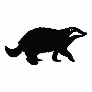 Siyah beyaz bir porsuk silueti.