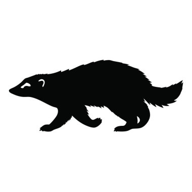 Siyah beyaz bir porsuk silueti.