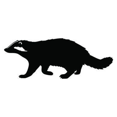 Siyah beyaz bir porsuk silueti.