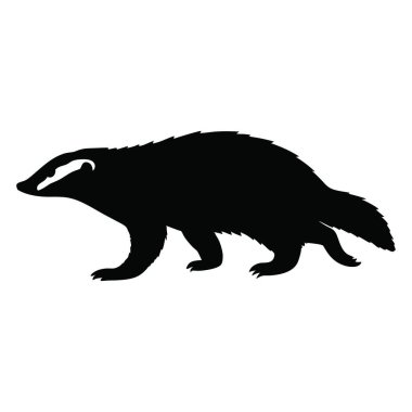 Siyah beyaz bir porsuk silueti.