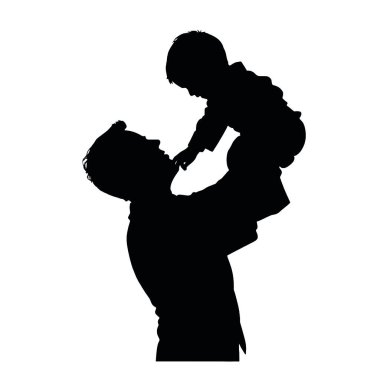 Bir adam bir çocuğu havada tutuyor.