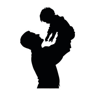 Bir adam bir çocuğu havada tutuyor.