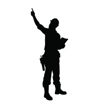 Sert şapkalı bir adam bir şeyi işaret ediyor.