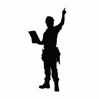 Sert şapkalı bir adamın silüeti bir şeyi işaret ediyor.