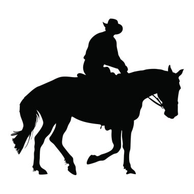 Şapkalı bir adam ata biniyor.