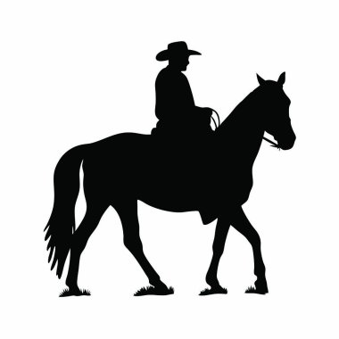 Silüet içinde ata binen bir adam.