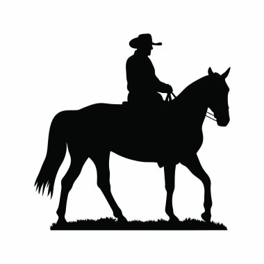 Silüet içinde ata binen bir adam.