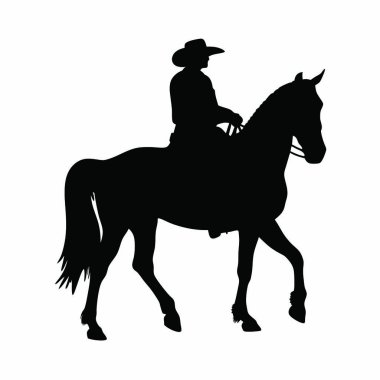 Silüet içinde ata binen bir adam.
