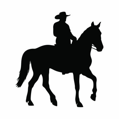 Silüet içinde ata binen bir adam.