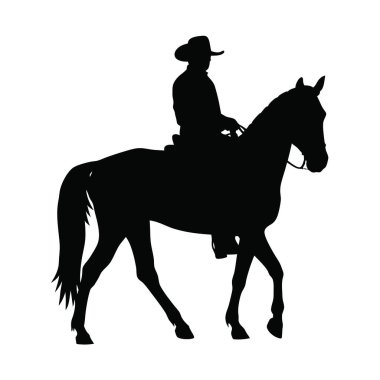 Silüet içinde ata binen bir adam.