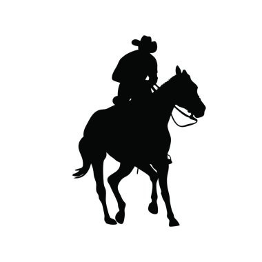 Şapkalı bir adam ata biniyor.