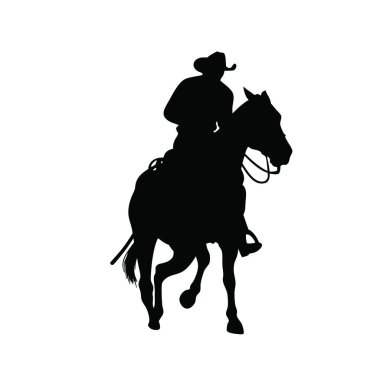 Şapkalı bir adam ata biniyor.