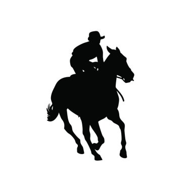 Silüet içinde ata binen bir adam.