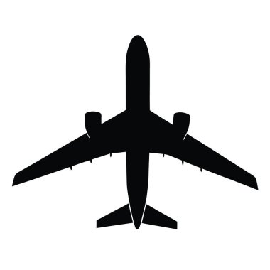 Beyaz arka planda siluet oluşturulmuş bir uçak
