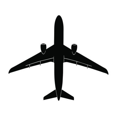 Büyük bir uçağın siyah beyaz silueti.