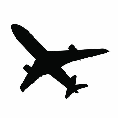 Gökyüzünde uçan bir uçağın siyah silueti.