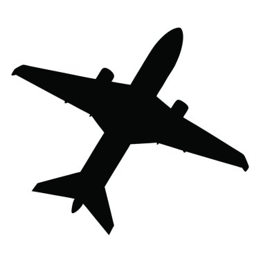 Gökyüzünde uçan bir uçağın siyah silueti.