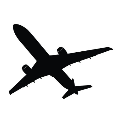Bir uçağın siyah beyaz silueti.