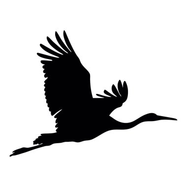 Siyah siluet kuş beyaz üzerinde izole