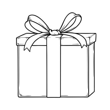 El çizimi, fiyonklu bir hediye. Siyah çizgili. Bir hediye taslağı, bir hediye, bir hediye, bir hediye.