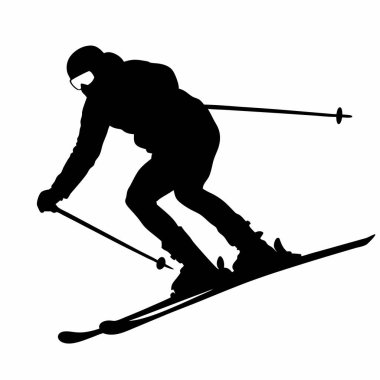 Beyaz arkaplanda kayak silueti