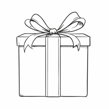 El çizimi bir hediye kutusu. vektör illüstrasyonu