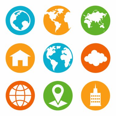 Dünya çapında simgeler vektör kümesi çizimi (7)