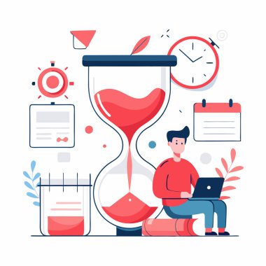 Zaman yönetiminin vektör çizimi. Düz dizayn zaman yönetimi kavramı. zaman yönetimi.