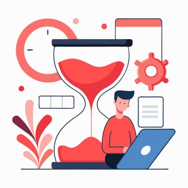 Zaman yönetimi konsepti. Beyaz arkaplanda izole edilmiş vektör düz illüstrasyon.