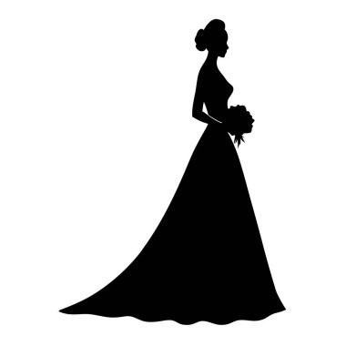 Gelinin silueti beyaz arka planda, vektör